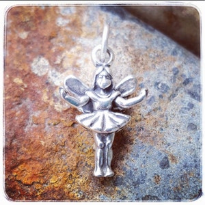 Sterling Silver Fairy Ballerina Charm: Princess Necklace Pendant