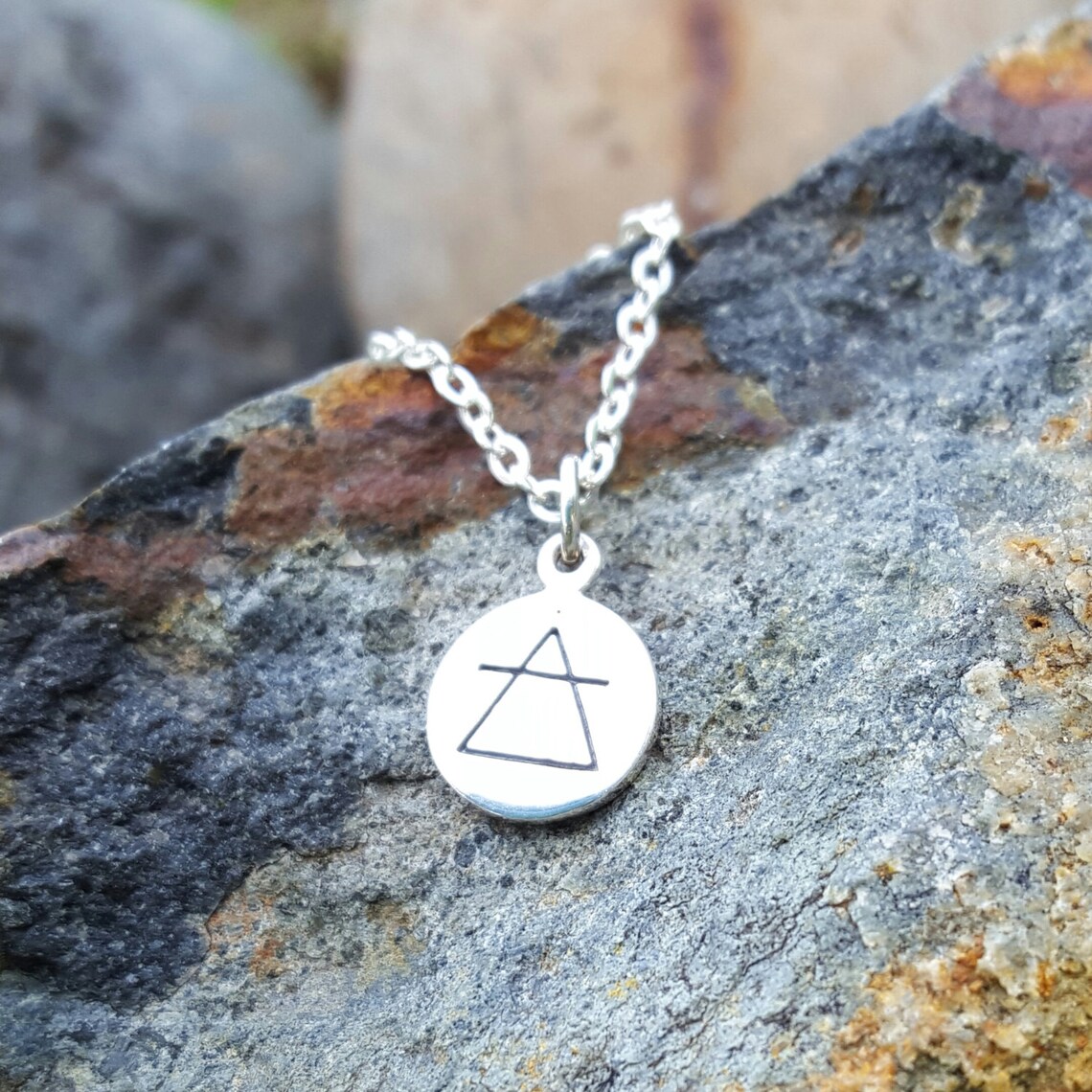 Air Element Necklace Charm Sterling Silver Air Symbol Etsy