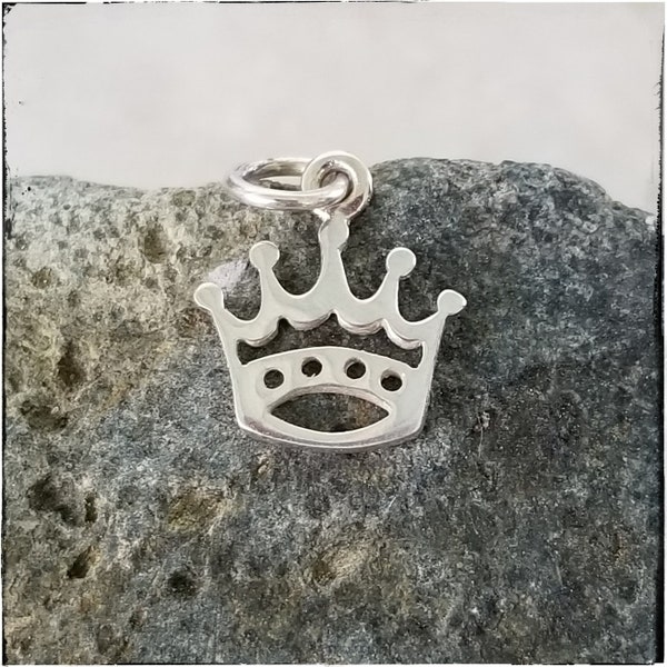 Tiara Charm Sterling Silver - Princess Crown Charm - Tiny Silver Crown Charm - CLEARANCE