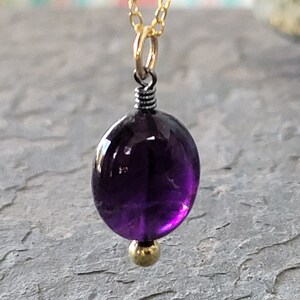 Handmade Deep Amethyst Pendant February Birthstone Sixth Chakra Optional Gold Filled Chain image 4