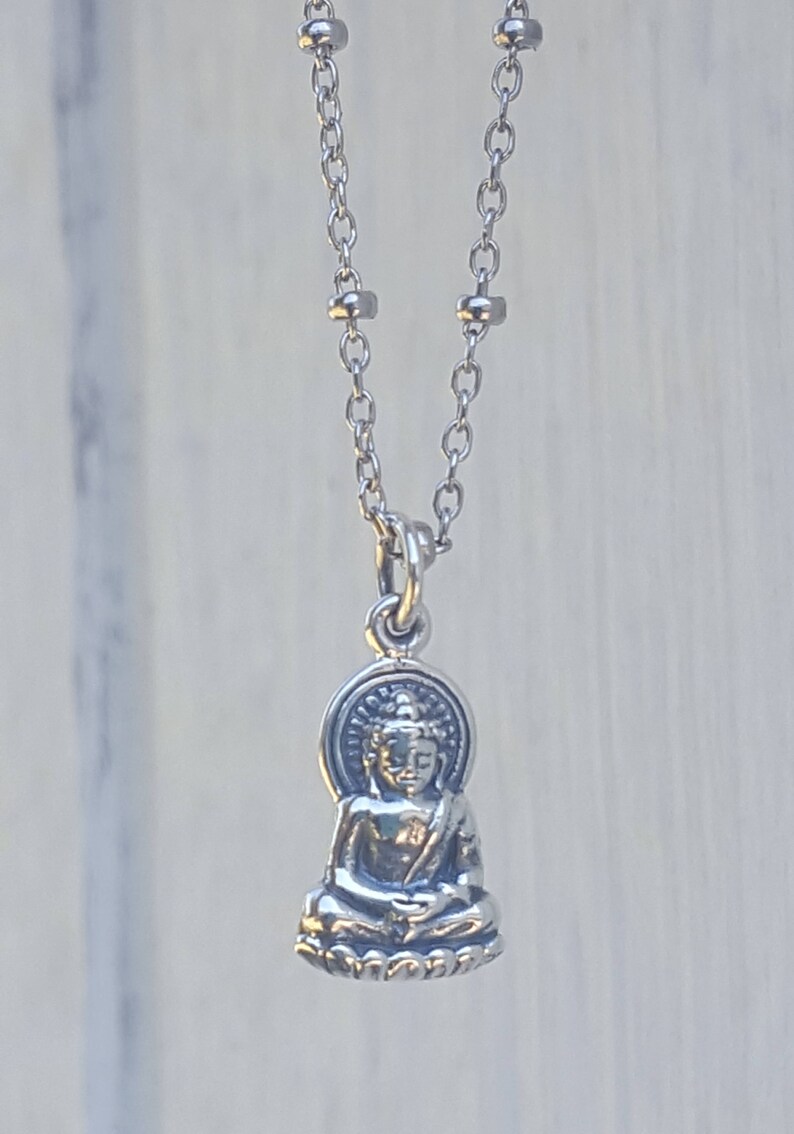 Buddha Charm Sterling Silver Buddha Necklace Small - Etsy
