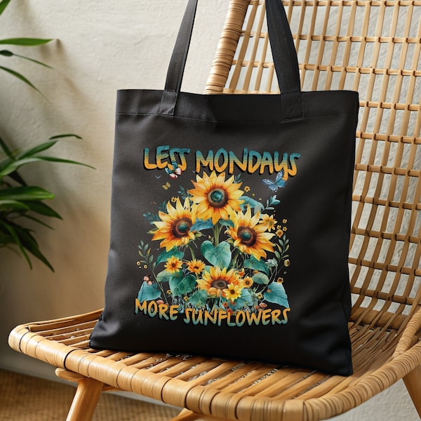 Sunflower Tote Bag Custom for Gardeners and Florists, Gift Idea for Retriement or Farewell, Personalizable Shopping Bag in Summer