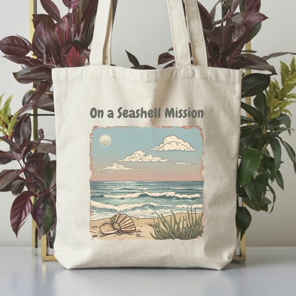 Seashell Collectors Custom Tote Bag, Seashell Beachcomber Carryall, Ideal for Shell & Mussel Collecting, Gift for Beach Lover and Traveller
