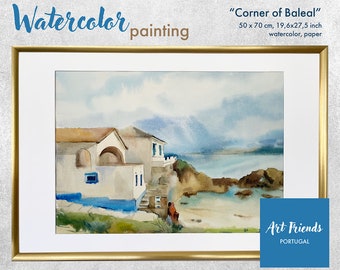 Aquarelle Corner of Baleal, Portugal, 50 x 70 cm, 19,6 x 27,5 pouces