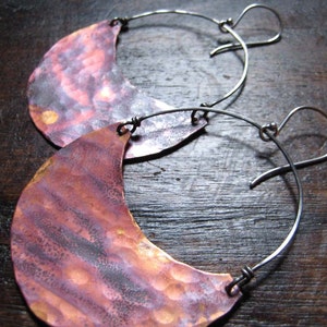 Large Copper Crescent Earrings image 5