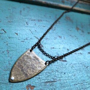 Hammered Brass Spear Necklace image 3