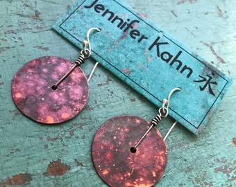 Small Copper Hammered Disc Earrings