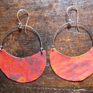 Large Copper Crescent Earrings image 4