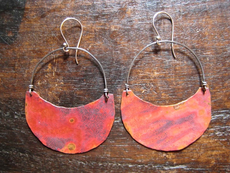 Large Copper Crescent Earrings image 4