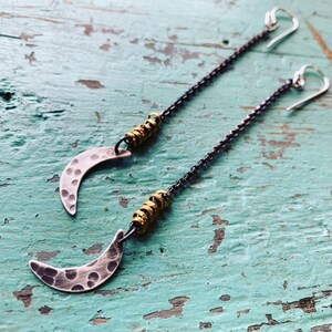 Moon Drop Earrings in Sterling Silver