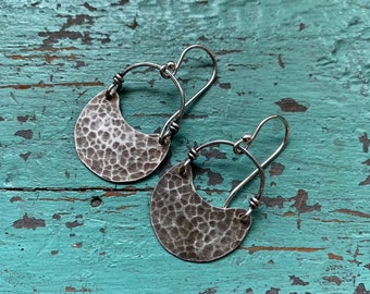 Tiny Silver Crescent Earrings