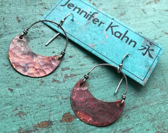 Small Copper Crescent Earrings