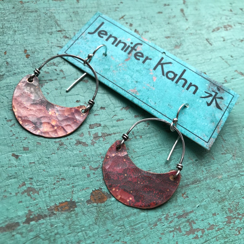 Small Copper Crescent Earrings Etsy