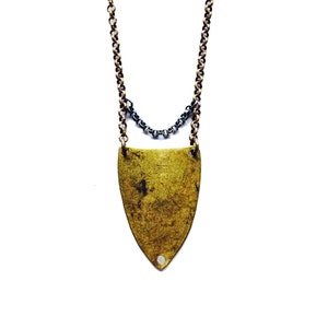 Hammered Brass Spear Necklace image 1