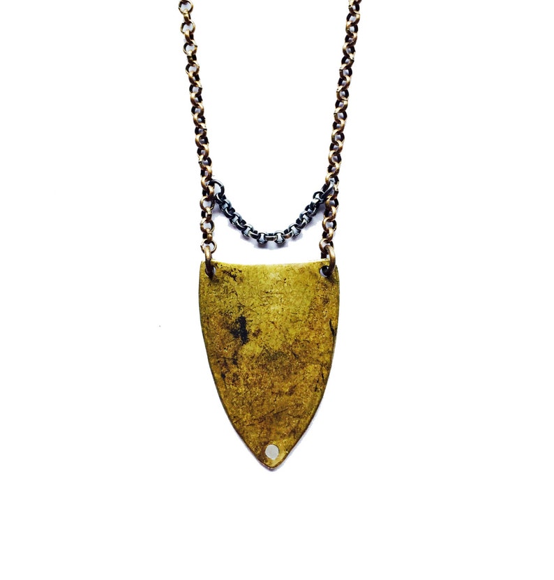 Hammered Brass Spear Necklace image 1