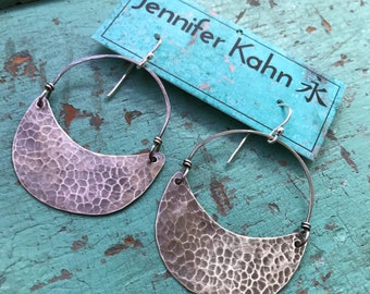 Medium Silver Crescent Earrings