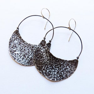 Large Silver Crescent Earrings image 2