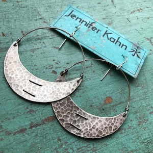 Stitched Sterling Silver Crescent Earrings- Choose from 2 sizes!