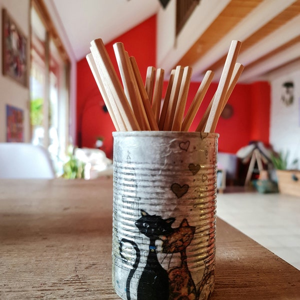 Pot à crayons#cache pots #bougeoir#boîte de conserve chats