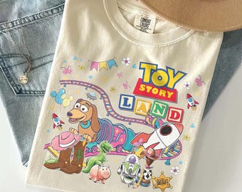 Camiseta inspirada en Slinky Dog Dash de estilo retro, camiseta "Agárrate fuerte, aquí vamos", camiseta de Woody Buzz Lightyear en Slinky Ride, camiseta de vacaciones en Hollywood Studios