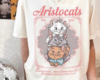 Disney Marie Cat The Aristocats Comfort Colors Shirt, Disneyland Family Holiday Vacation 2026 Trip, Cat Lover Gifts, Women Disney Shirt