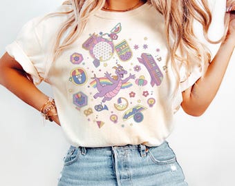 Camiseta retro de Disney Figment, camiseta de One Little Spark, camiseta de Epcot Figment, camiseta de Disney Park, camiseta de Figment Purple Dragon, camiseta de Epcot Disney
