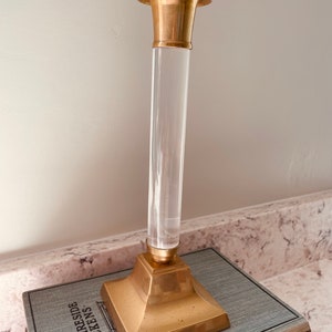 Vintage Brass Lucite Candlestick