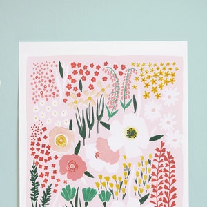 LIMITED EDITION Floral Art Print "Anemone Garden" in pink - 12x16