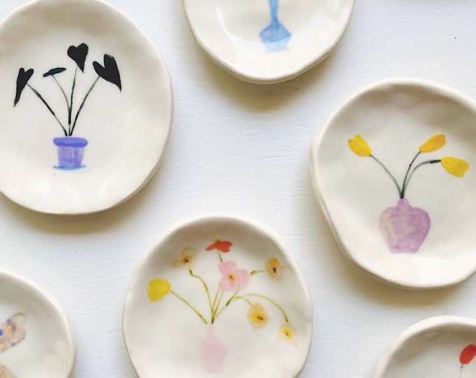 Original, Hand-painted Trinket Dishes, Small Ceramic Dish, Handmade ...