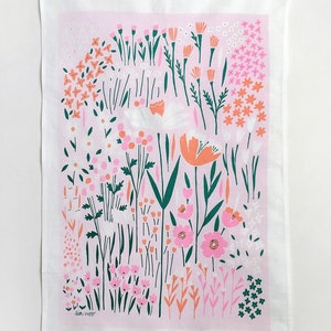 Floral Tea Towels, Kitchen Towels, Dishcloths, Linens, Dishtowels Screen Printed 100% Cotton image 6
