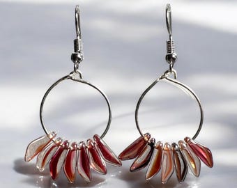 Pendientes de aro de cuentas de daga rosa Pendientes boho Regalo para ella