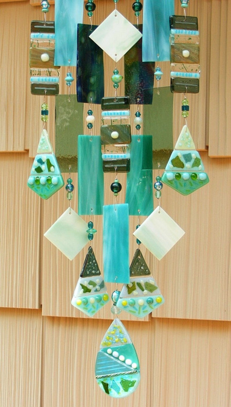 Kirks Glass Art Fused Stained Glass Wind Chime windchimes in Etsy
