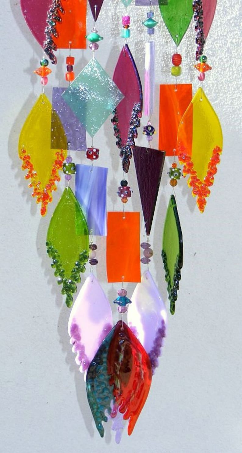 Kirks Glass Art Fused Stained Glass Wind Chime windchime Etsy