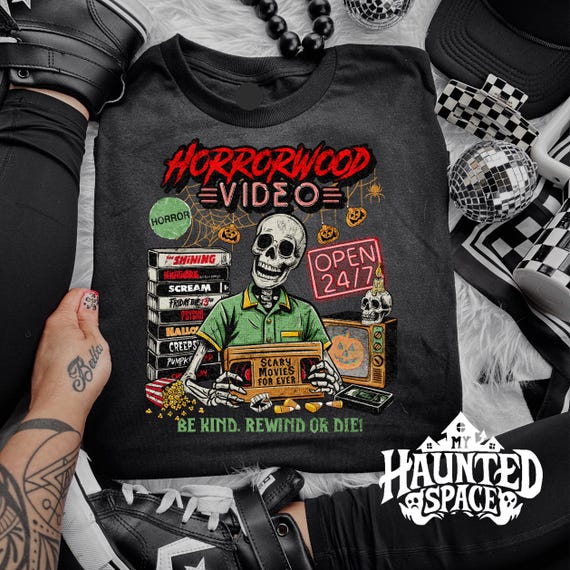 Horror Wood Video Shirt Spooky Video Sweatshirt for women Spooky Movie lover gift Skeleton Sweatshirt  scary movie Shirt