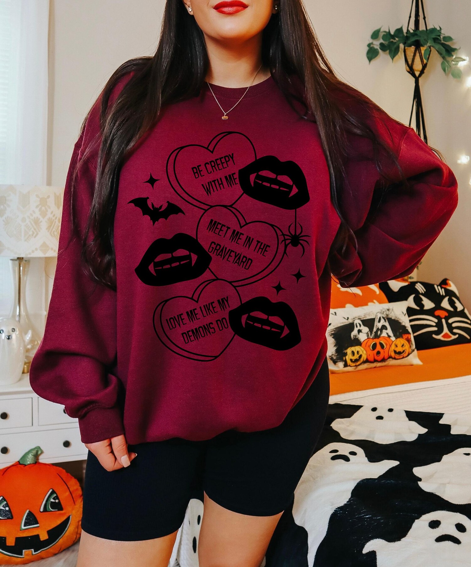 Be Creepy With Me Sweatshirt, Valloween Sweatshirt, Vampire sweatshirt, Vampire Valentines, Valentines sweatshirt, conversation heart shirt