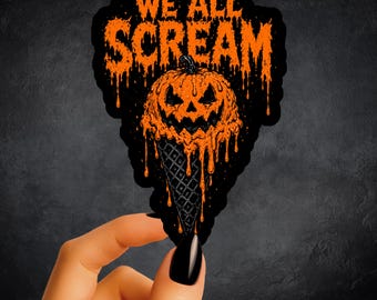 We all Scream Sticker, Spooky Summer Sticker, water bottle sticker, Pumpkin Ice Cream Sticker, Horror Sticker, horror lover gift