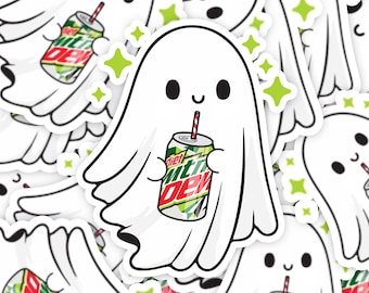 Diet Mtn Dew Ghost Sticker, Soda Ghost Sticker,I need a Diet Mountain Dew, water bottle sticker, Ghost sticker, Diet Mtn Dew Lover Gift