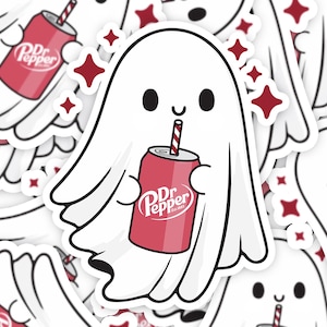 Dr Pepper Ghost Sticker, Soda Ghost Sticker, Dr Pepper lover gift, I need a Dr Pepper, water bottle sticker,  Dr Pepper lover sticker