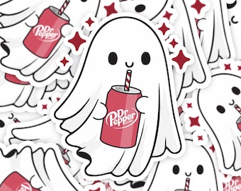Dr Pepper Ghost Sticker, Soda Ghost Sticker, Dr Pepper lover gift, I need a Dr Pepper, water bottle sticker,  Dr Pepper lover sticker