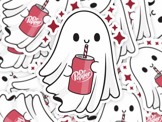 Dr Pepper Ghost Sticker, Soda Ghost Sticker, Dr Pepper lover gift, I need a Dr Pepper, water bottle sticker,  Dr Pepper lover sticker