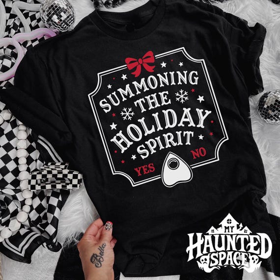 Summoning The Holiday Spirit Shirt,Alternative Christmas clothing, Spooky Christmas sweatshirt, Gothic winter holiday sweatshirt,Ouija shirt