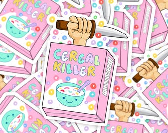 Cereal Killer Sticker, Sarcastic Sayings Sticker, Sassy Sticker, Snarky water bottle sticker, Cereal sticker, Spooky Cereal, Waterproof