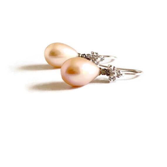 10 mm round Freshwater Pearl Silver Dangle Crochet Cristal Boucles d/'oreilles Fashion Jewelry