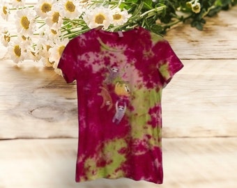 Sloth Tie Dye T Shirt Pink Green Graphics Cotton Women’s Large