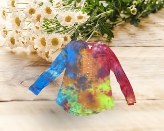 Tie Dye Blouse Shirt Women’s XS Cotton Rainbow Bohemian