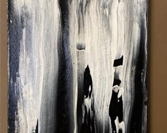 Beneath the ice, acrylic painting on reclaimed wood by artist, Jodiann Post