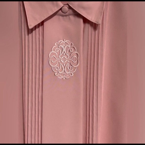 Vintage Yves St. Clair Sz 18W Pink Blouse Pleats … - image 4