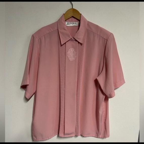 Vintage Yves St. Clair Sz 18W Pink Blouse Pleats … - image 1