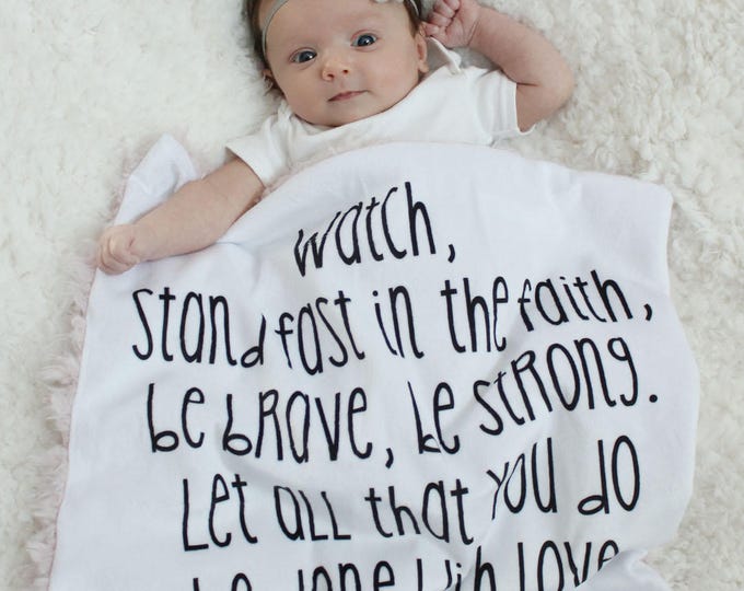 Custom Baby Blanket scripture bible verse custom words quote faux fur minky lovey baby gift cloud blanket llama newborn gift plush photo