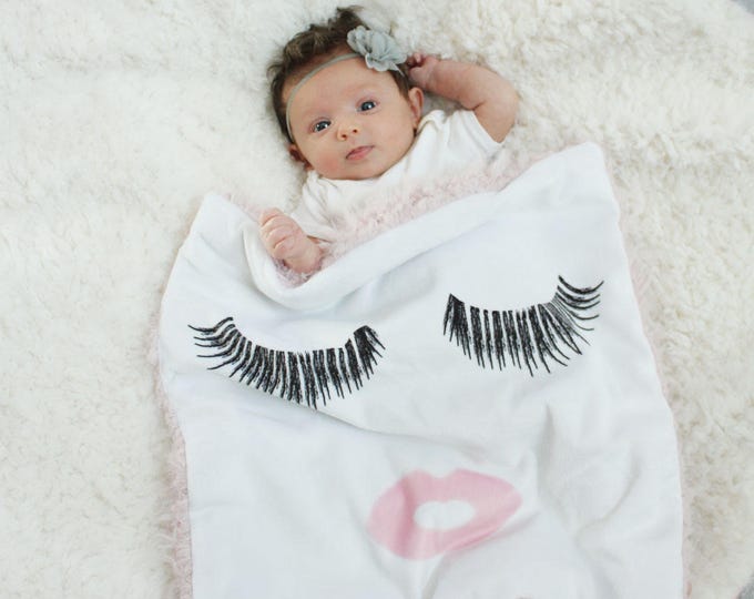 Eyelashes and Lips Baby Lovey Blanket Faux Fur Minky READY TO Etsy